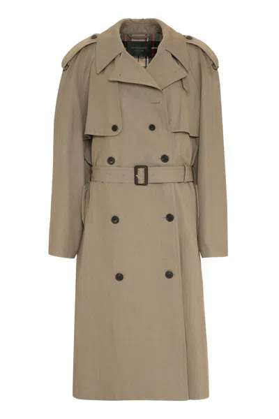 Balenciaga Oversized Wool & Cotton Trench Coat In Beige