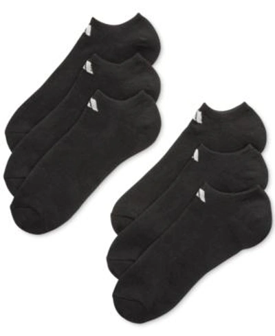 Adidas Originals Men's Cushioned Athletic 6-pack No Show Socks In Black
