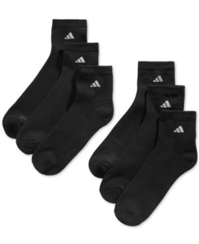Adidas Originals Men's Cushioned Quarter Extended Size Socks, 6-pack In Black