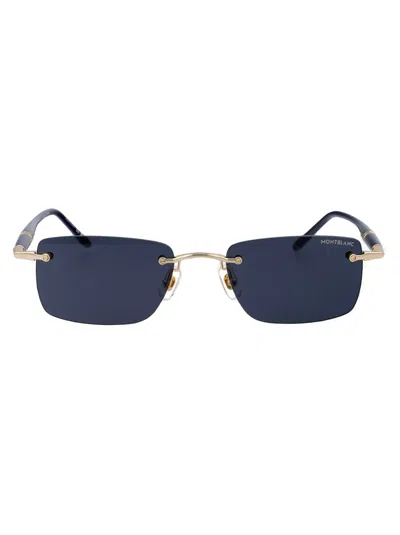 Montblanc Sunglasses In 003 Gold Blue Blue