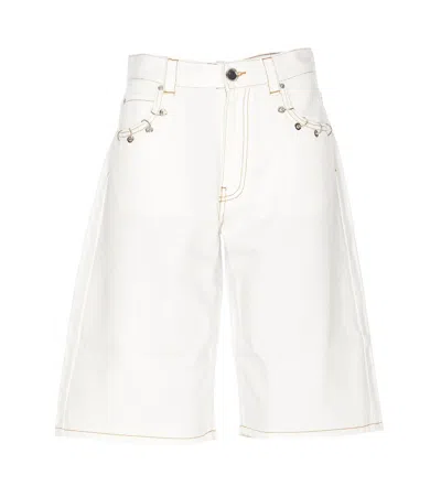 Pinko Xmen Knee-length Denim Shorts In White
