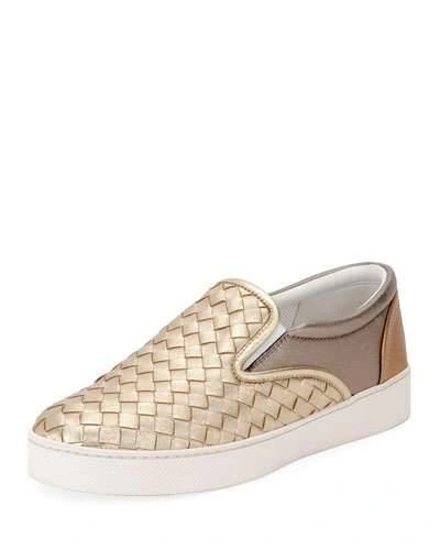 Bottega Veneta Multicolour Intrecciato Nappa Laminata Dodger Sneaker In Metallic