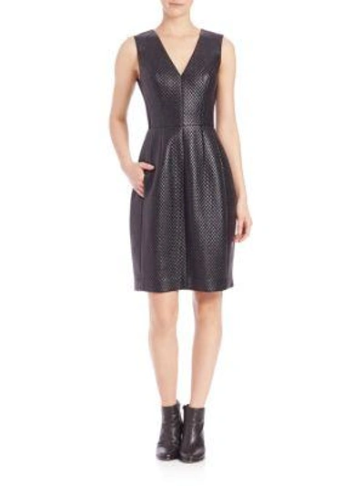 Bcbgmaxazria Livie Quilted Faux-leather Dress In Black
