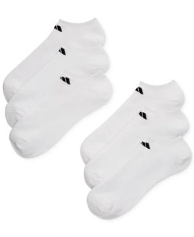 Adidas Originals Men's Cushioned Athletic 6-pack No Show Socks In White