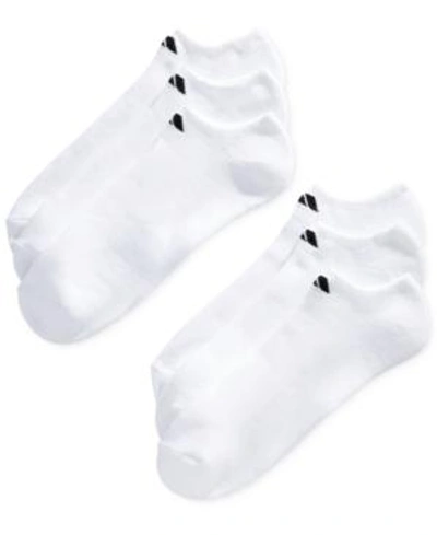 Adidas Originals Men's No-show Athletic Extended Size Socks, 6 Pack In White