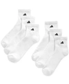 ADIDAS ORIGINALS MEN'S CUSHIONED QUARTER EXTENDED SIZE SOCKS, 6-PACK