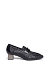 ROBERT CLERGERIE 'Povain' cube heel woven leather penny loafer pumps