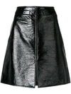 Courrèges Coated Cotton-blend Pencil Skirt In Black
