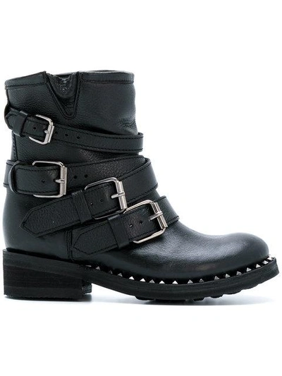 Ash Boots With Buckles And Studs Detail In Black