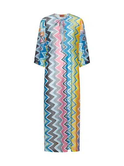 Missoni Zigzag Printed Short Sleeved Midi Dress In Multi
