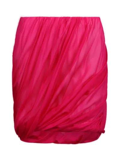 Helmut Lang Short Silk Skirt In Pink