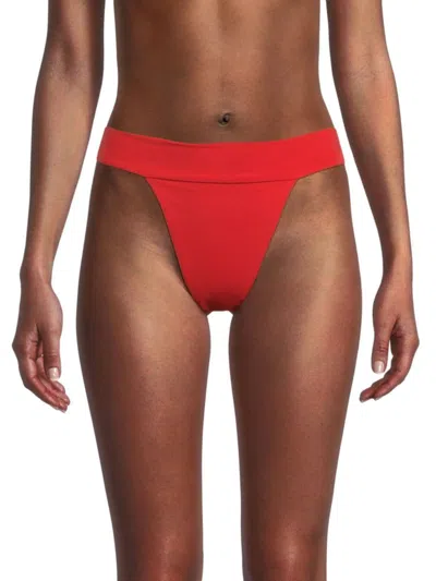Weworewhat Cheeky High Leg Bikini Bottom In Barn Red