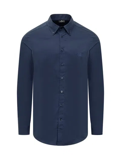 Etro Pegaso Embroidered Long In Navy