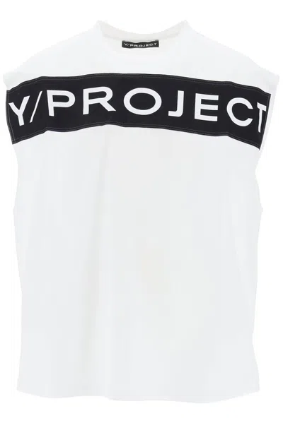 Y/project Logo-print Cotton Tank Top In White