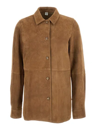 Totême Buttoned Sleeved Shirt In Brown