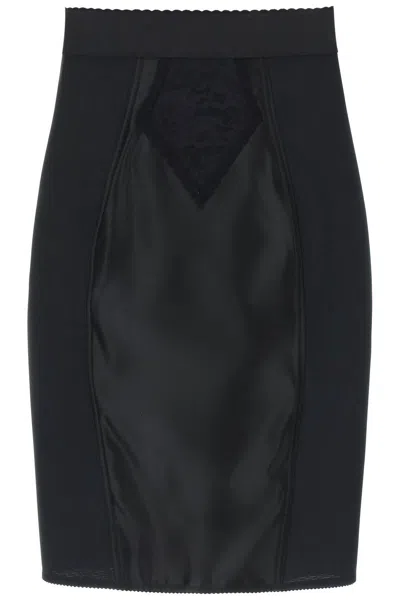 Dolce & Gabbana "mini Satin And Powernet Skirt" In Black