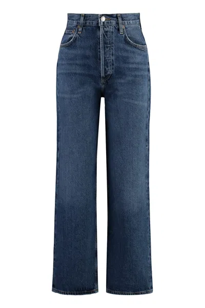 Agolde Ren Jean High-rise Cropped Jeans In Denim