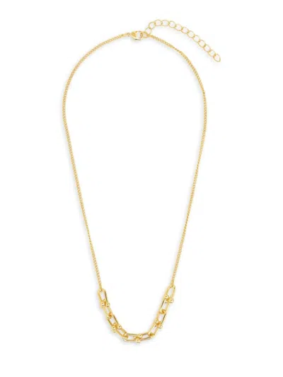 Sterling Forever Women's Stationed 14k Goldplated Stirrup Necklace In Brass