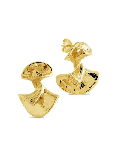 Sterling Forever Women's Libby Twist Fan Stud Earrings In Yellow Gold