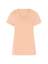 Hanro Women's Sleep And Lounge Short Sleeve Knit Top In Peach Nougat