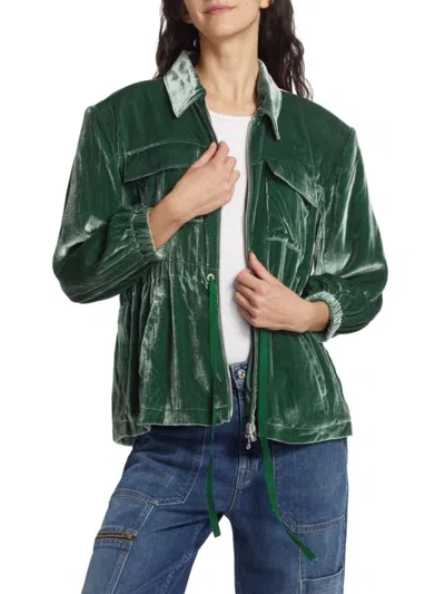 Cinq À Sept Women's Liv Silk Blend Velvet Jacket In Dark Emerald