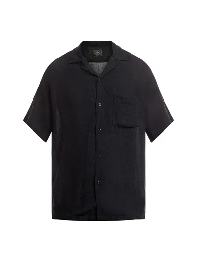Portuguese Flannel Men's Modal Jacquard Abstract Pattern Short Sleeve Shirt Black