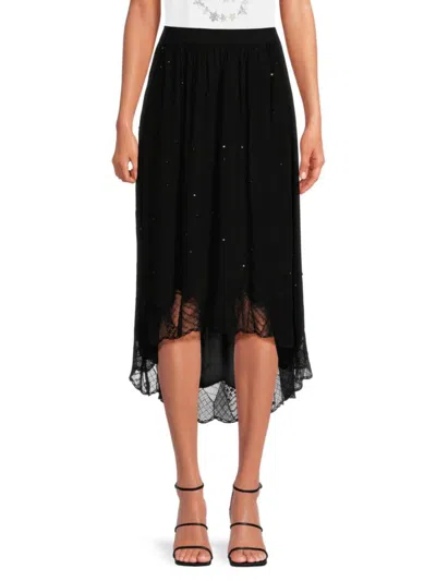 Zadig & Voltaire Crystal-embellished Midi Skirt In Noir