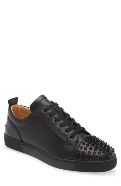 Christian Louboutin Louis Junior Spikes Leather Trainer In Black