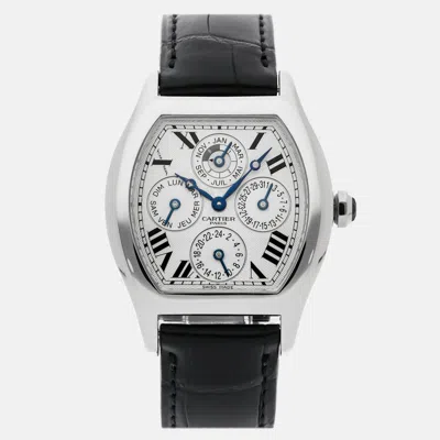 Pre-owned Cartier Silver Platinum Tortue W1540551 Automatic Men's Wristwatch 34 Mm