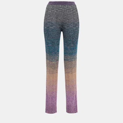 Pre-owned Missoni Wool Straight Leg Trousers It 42 In Multicolor