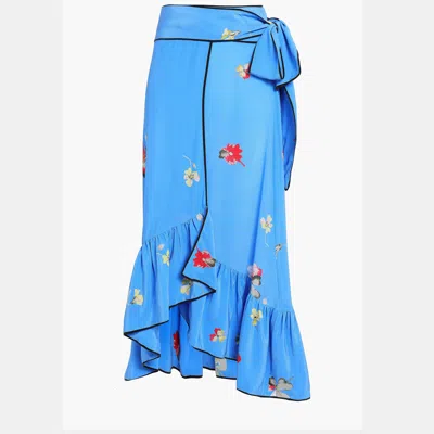 Pre-owned Ganni Silk Midi Skirts Dk 36 In Blue