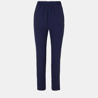 Pre-owned Marni Navy Blue Crepe Trousers Size 38