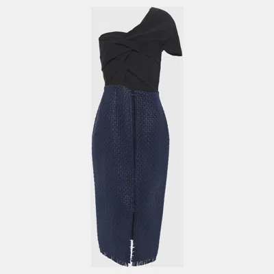 Pre-owned Roland Mouret Wool Midi Dress Uk 16 In Blue