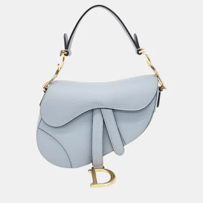 Pre-owned Dior Christian  Blue Leather Mini Saddle Bag