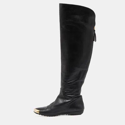 Pre-owned Giuseppe Zanotti Black Leather Over The Knee Length Boots Size 39