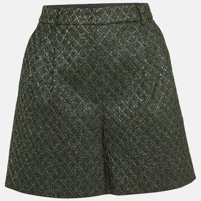 Pre-owned Dolce & Gabbana Green Lame Jacquard Pleated Shorts S