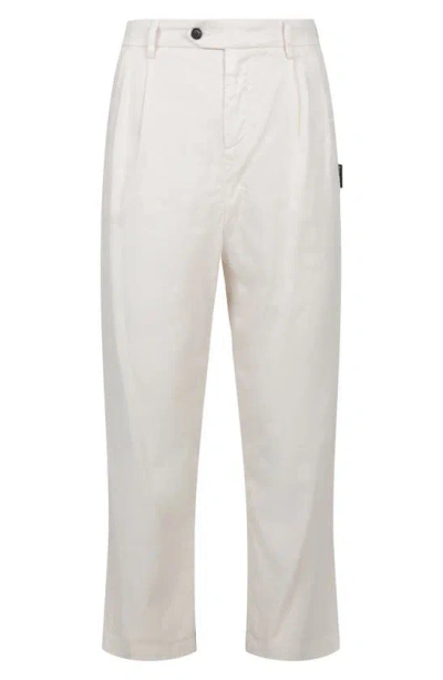 Palm Angels Linen & Cotton Blend Chinos In White Black