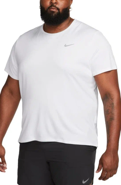 Nike Men's Miler Dri-fit Uv Short-sleeve Running Top In White