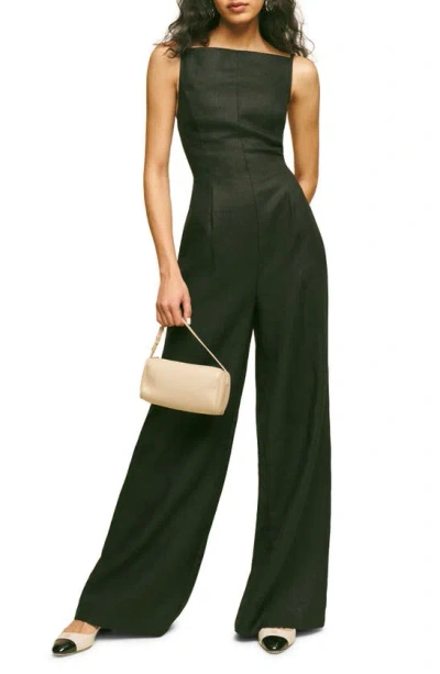 Reformation Ciara Linen Jumpsuit In Black