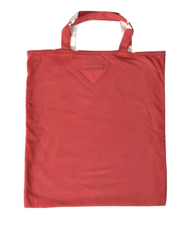 Prada Chic Red And White Fabric Tote Bag In Pink