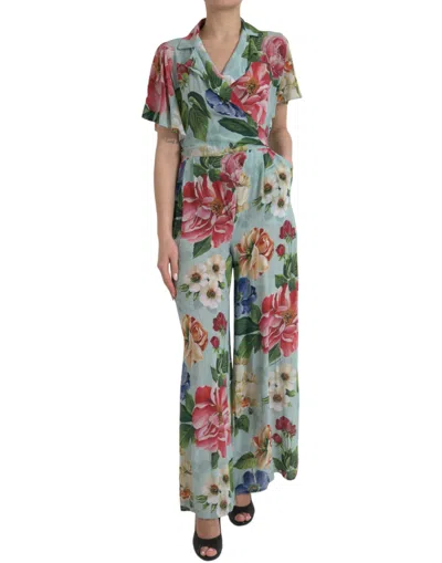 Dolce & Gabbana Elegant Floral Silk Crepe Jumpsuit In Red