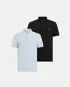 Allsaints Reform Short Sleeve Polo Shirts 2 Pack In Bethel Blue/black