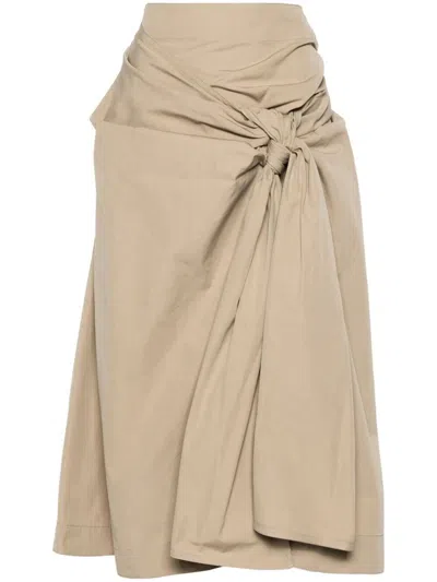Bottega Veneta Skirt With Knotted Detail Clothing In Nude & Neutrals