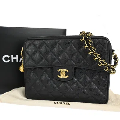 Pre-owned Chanel Matelassé Black Leather Shoulder Bag ()