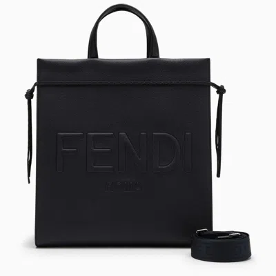 Fendi Go To Shopper Medium Black Bag In Blue