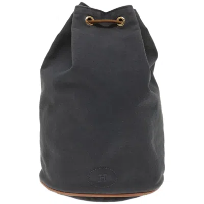 Hermes Hermès Grey Canvas Shoulder Bag () In Black