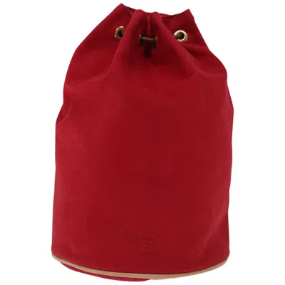Hermes Hermès Polochon Red Canvas Shoulder Bag () In Black