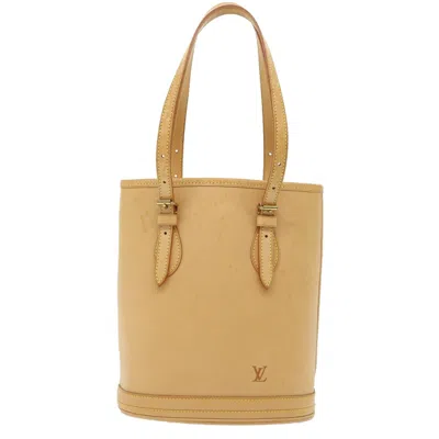 Pre-owned Louis Vuitton Bucket Pm Beige Leather Shoulder Bag ()