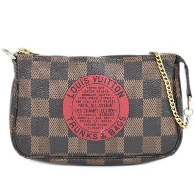 Pre-owned Louis Vuitton Mini Pochette Accessoires Brown Calfskin Clutch Bag ()