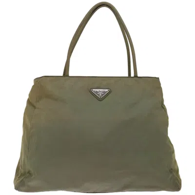 Prada Tessuto Khaki Synthetic Tote Bag ()